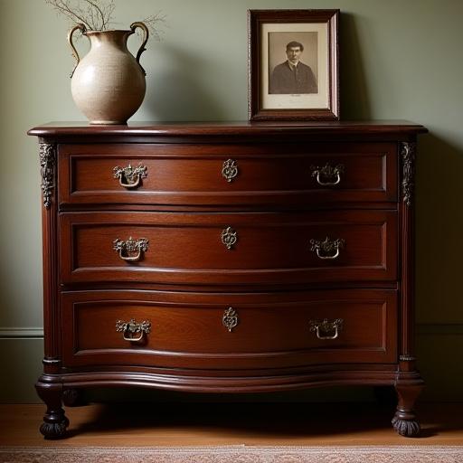 Restaureret antik kommode i mørkt træ