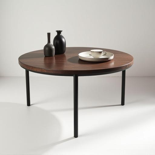 Moderne sofabord i mørkt træ med metalben